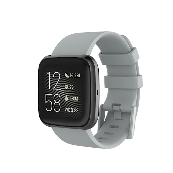 Silikone urrem til Fitbit Versa 2/Versa Lite/Størrelse: L-WELLNGS Grey Other Phone Models
