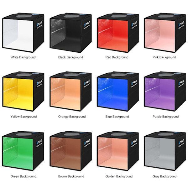 PULUZ Soft Box Sæt Bærbar Foldbar Fotobelysningsmodifikator Fotografi Teltboks med 12 Farver Baggrunde-WELLNGS