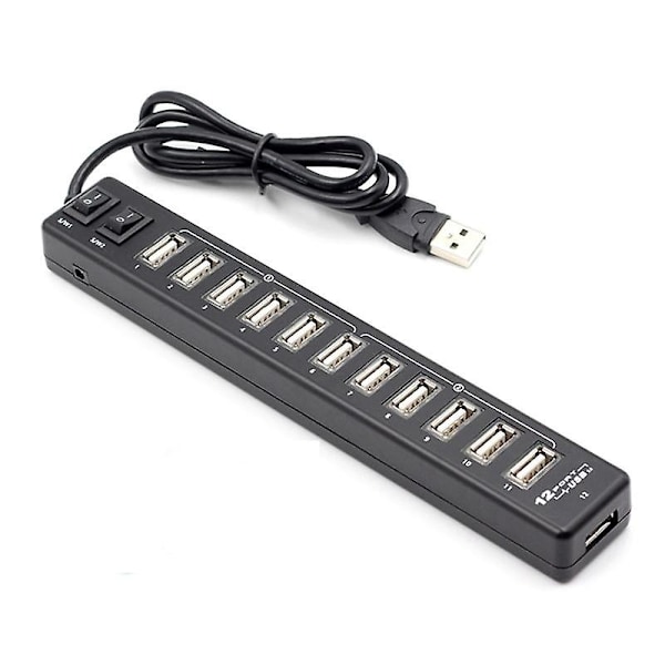 Högkvalitativ USB-hubb 12 portar USB 3.0 Hub Multi USB Splitter Switch Hög hastighet Dataöverföring för La-WELLNGS