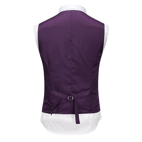 Allthemen Herrkostym för bröllop, fest, middag, 3-delat affärskostym, kavaj, väst, byxor, 9 färger - WELLNGS Purple 3XL