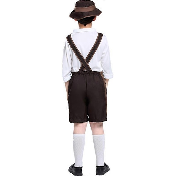 Tysk Oktoberfest 3 stk./sæt Børne Lederhosen Kostume Bayersk Oktoberfest Øl Drenge Cosplay Karneval Halloween Fest Kostume-WELLNGS S 115-125cm