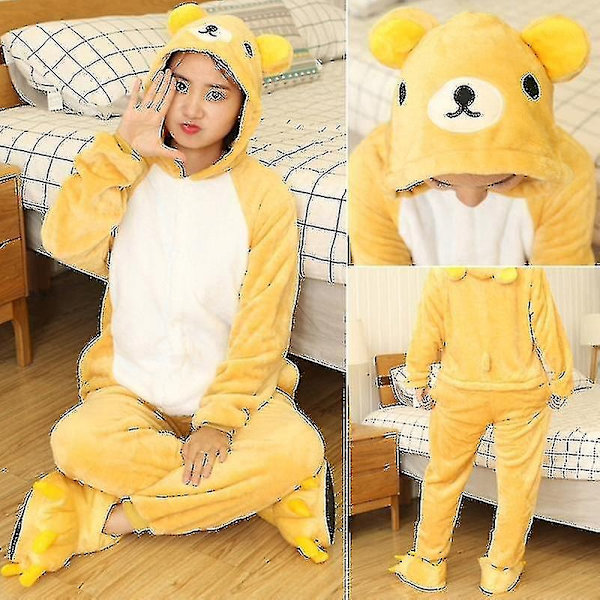 En-dels djurplyschpyjamas nattkläder för vuxna och barn - WELLNGS Easily Bear 145-155CM