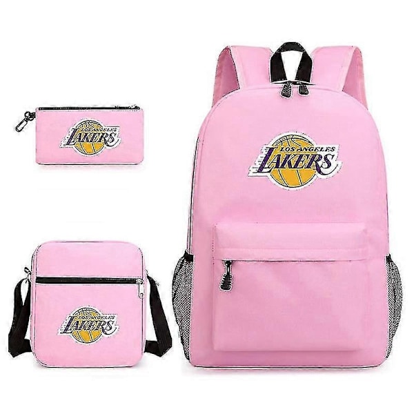 Kolmiosainen koululaukku Lakers-painatuksella, kynäkotelo ja olkalaukku -r-WELLNGS pink Single shoulder bag