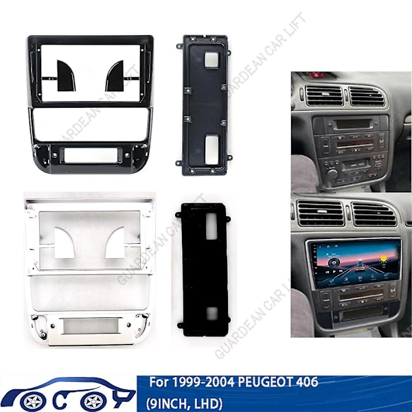 Til 1999-2004 PEUGEOT 406(9Inch) Bilradio Fascias Android GPS MP5 Stereoafspiller 2 Din Hovedenhed Panel Dash Frame Installation T-WELLNGS black frame