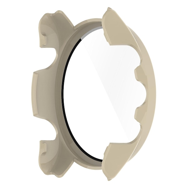 Kompatibel med Garmin Forerunner 255 Anti-ridse Anti-fald Hård PC Urkasse Beskyttelsescover med Hærdet Glas Skærm -WELLNGS Ivory White
