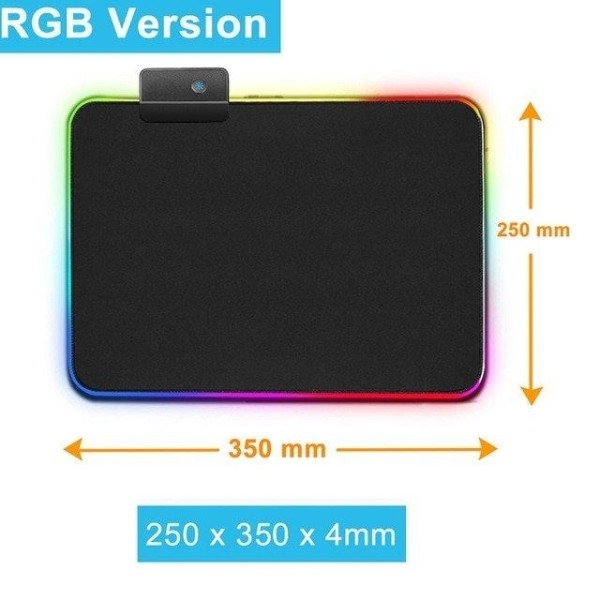 Gaming Mousepad med LED lys - RGB - Vælg størrelse Black-WELLNGS Black 30x25 cm