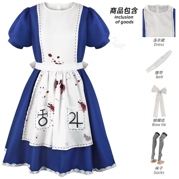 Game Alice Madness Returns cosplay kostym Alice piga uniform vuxen kvinna Halloween anime flicka karneval klänning upp fest M-WELLNGS M costume