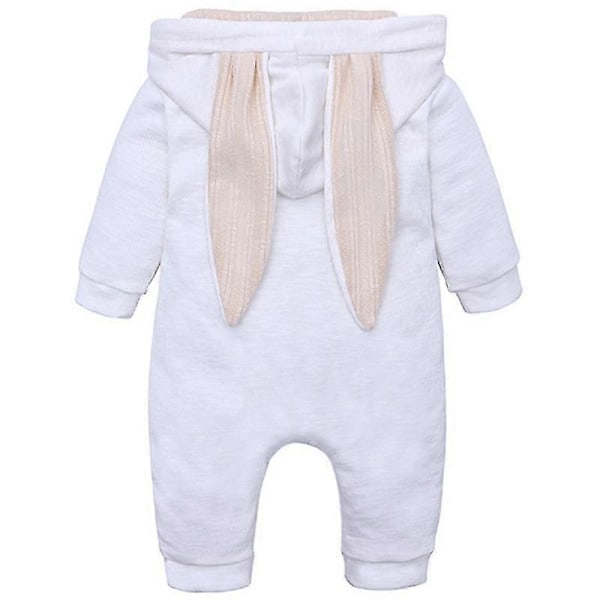 Nyfödd Baby Sparkdräkt Kanin Dragkedja Jumpsuit Påskhare Pyjamas Spädbarn Sovkläder-WELLNGS White 9-12 Months