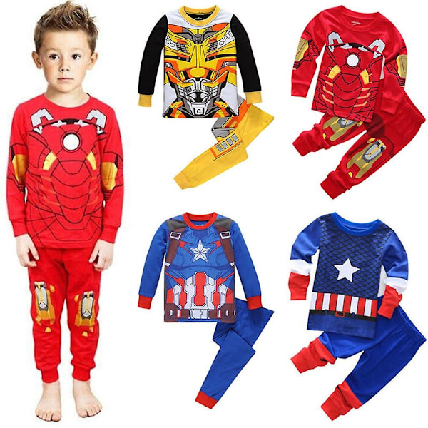 Baby Kids Boy Superhero Pyjamas Set Sleepwear Pajamas Pjs Winter Clothes-WELLNGS Iron Man 6-12 Months