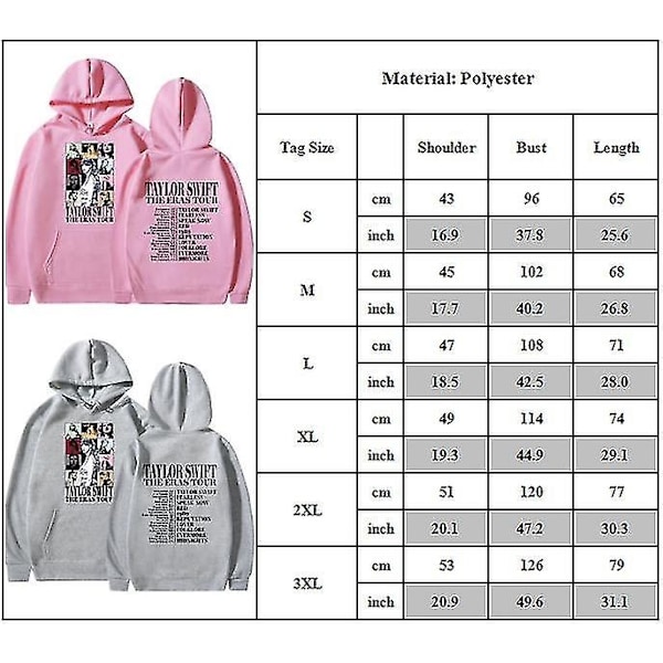 Taylor Swift The Eras Tour Hoodies Dame Herre Unisex Hættetrøje Pullover Toppe Casual Bluser Gaver-WELLNGS Pink 2XL