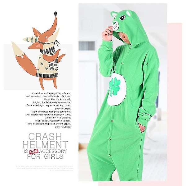 Voksne bjørne onesie pyjamas cosplay dyr hjemmetøj sovetøj jumpsuit kostume til kvinder mænd-WELLNGS Green S