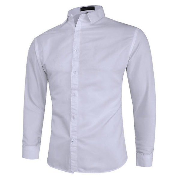 Miesten normaali istuvuinen pitkähihainen Oxford-paita - WELLNGS White 3XL