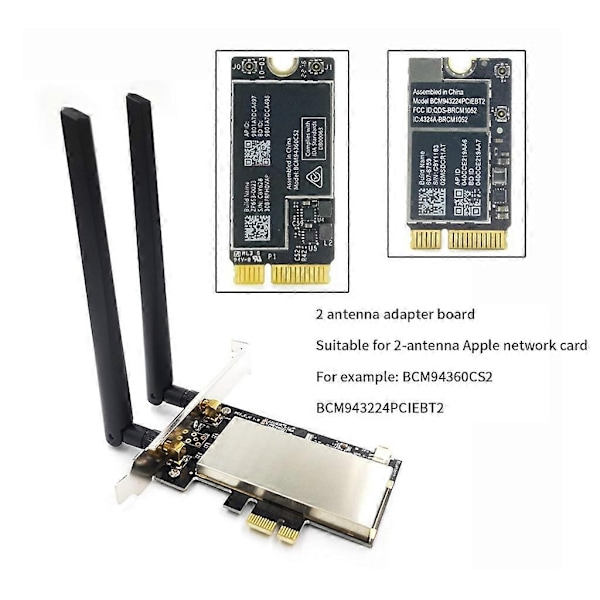 Kompatibel med BCM94360CSAX BCM943602CS BCM94360CS2 PCIE PC Wifi WLAN Kort Adapter Konverter - WELLNGS 4 antenna models