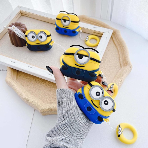 Suloinen sarjakuva Bluetooth-yhteensopiva kuulokkeiden kotelo Minion Silikoni langattomat kuulokkeet nappikuulokkeiden suojakotelo AirPods 1 2-WELLNGS D