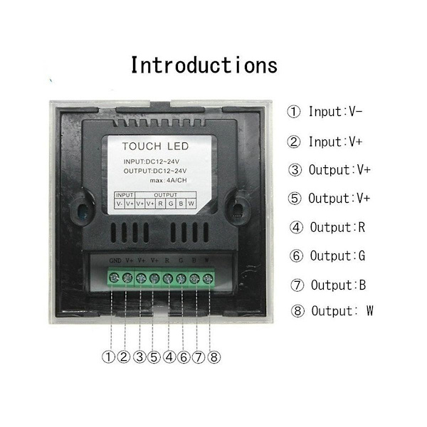 DC12V-24V RGB / RGBW Väggmonterad Controller Glaspanel Dimmer för LED-remsor Lampa Svart-WELLNGS 0 0