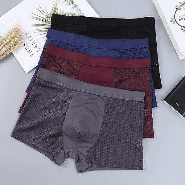 4 st Bambu Boxerkalsonger, Box Hero Bambu Boxershorts Herr - För Komfort Hela Dagen - WELLNGS black L