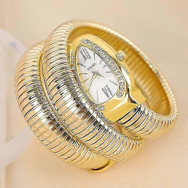 Naisten käärmerannekorukello Serpentine Bling Timantti Kvartsikellot-WELLNGS Silver