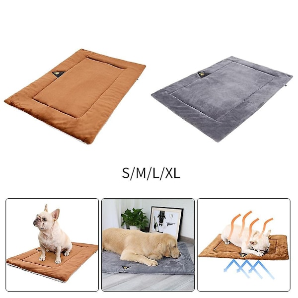 Hundeseng Måtte Tæppe Kæledyr Bur Pude Hjem Rejse Hvalp Killing Sovepude Brun Xl-WELLNGS Brown XL
