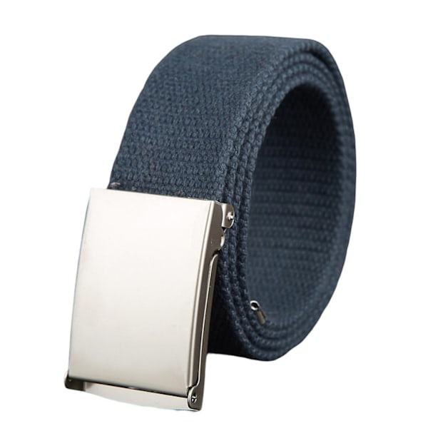 Farfi Bred Justerbar Unisex Bælte Canvas Bred Metal Spænde Bukser Bælte Tøj Ornament-WELLNGS Dark Blue 150CM