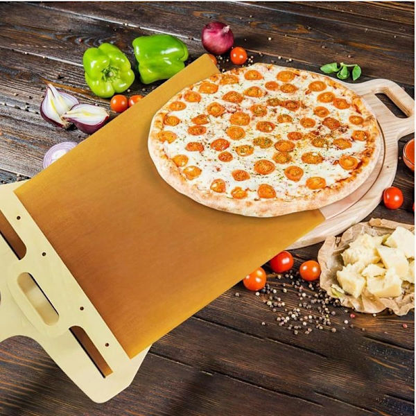 Liukuva pizzakuori Magic Non-stick Pizza Paddle Pizza Spatula Puukahvalla Kakunnostin Siirtoalusta Keittiön Pizzalapio-WELLNGS 35x55CM