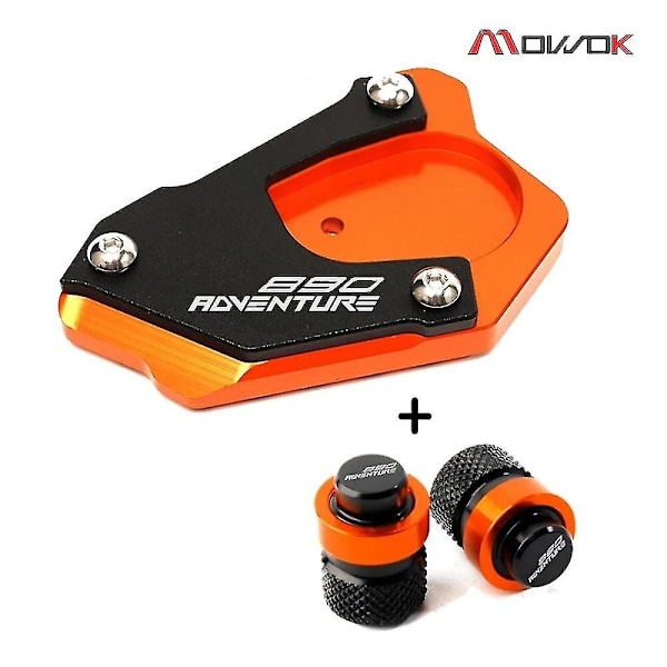 for KTM 890 Adventure R 890ADV 890adventure 2020 2021 2022 2023 Motorcycle Accessories tire valce cap Kickstand Side Stand Pad-WELLNGS 1 set-Orange