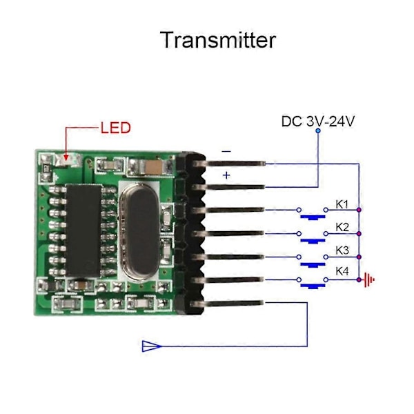 Langaton RX480E-4WQB 433Mhz RF-moduulilähetin ja -vastaanotin 3 sarjaa 4 kanavaista lähtölinkkisarjaa WELLNGSille