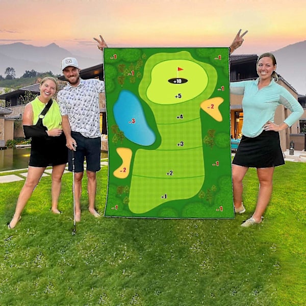 Casual Golfspelset, Golfträffarmattor, Golfspelmatta Golfövningsmattor Inomhus Utomhusspel för Vuxna och Familj Stick Chip Spel Golfset Barn A style 60*100CM