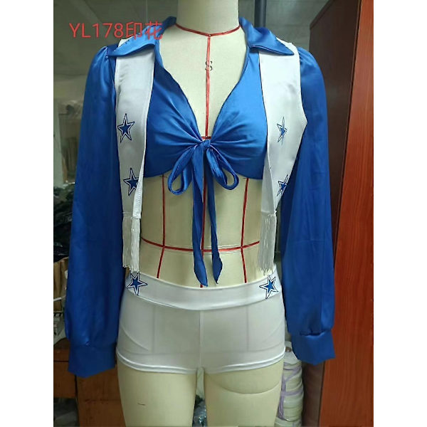 Halloween Kostumer 2024 S-XL stjerne cheerleading kostume cheerleading fodbold babytøj vest varm dans leder danse tøj-WELLNGS Real shot  with belt L
