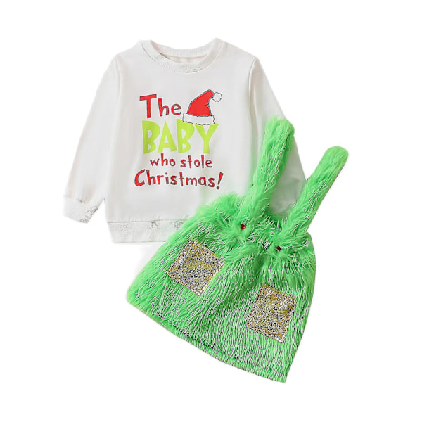 Baby Who Stole Christmas Outfit Baby Boys Girls Xmas Green Furry Monster Costume Clothes Set-WELLNGS Style 8 6-12 Months