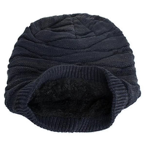 Unisex Slouch Lång Mössa Oversize Hatt Vinter Varm Stickad Mössa-WELLNGS Dark Blue