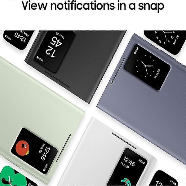 Kompatibel med S22 Ultra (Chip-modell) Lommebok Telefondeksel, Beskyttende deksel med Smart Liten Skjermvisning, Fingerberøringskontroll, Slank Design - WELLNGS