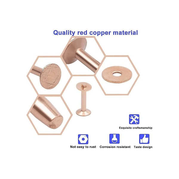 Kobbernagler og burrer, solide messing rustfrie nagler Lær Kobbernagle for Lær Ren Kobber-WELLNGS
