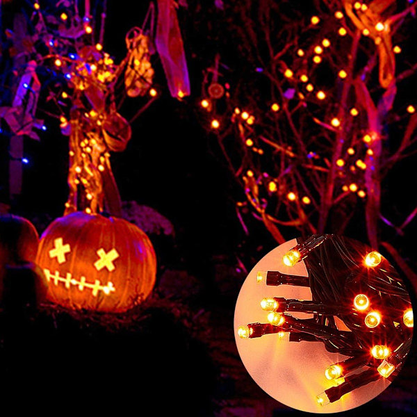 Halloween Forbindelses Orange LED Lysstreng, 20M 200 LED Vandtæt Udendørs Indendørs Lysstreng, 8 Tilstande LED Lys - WELLNGS