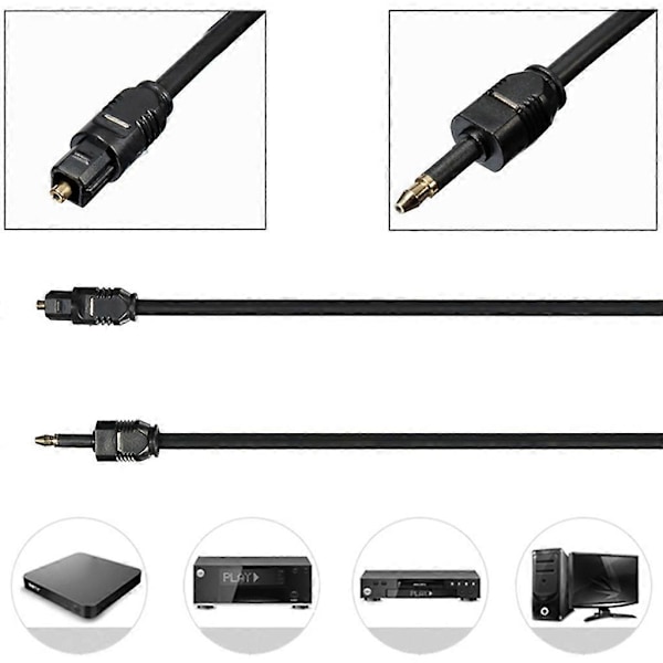 Digital Toslink til 3,5 mm Optisk SPDIF Lydkabel Gullbelagt 1/1,5/2/3m/5m - WELLNGS 5m