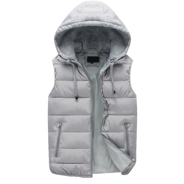 YOUTHUP Herr Quiltad Väst med Huva Utomhus Tjock Fritidssport Huva-WELLNGS Gray M