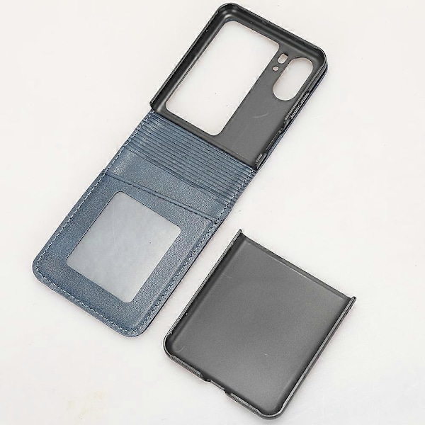 Kompatibel med Oppo Find N2 Flip 5G PU Læder Foldbar Telefon Cover Præget Trekant Telefon Cover med Kort Slots-WELLNGS Blue