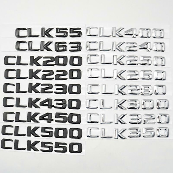 Siffer Bokstäver Märke Emblem Bakre Bagagelucka Logo för CLK55 CLK63 CLK200 CLK220 CLK280 CLK320 CLK350 CLK430 CLK500-WELLNGS Matt black CLK400