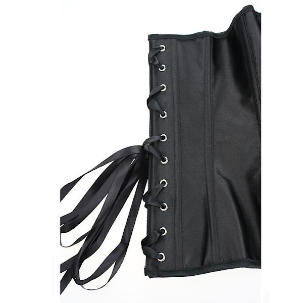 Mimigo Naisten Bustier-Korsetti Yläosa Seksikäs Alusvaatesetti Musta Satiini Vyötärön Kiristäjä -WELLNGS BLACK 4XL