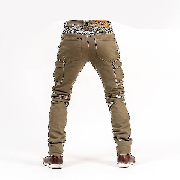 Moottoripyörähousut Miehet Moto Farkut Suojavarusteet Ajo Touring Moottoripyörähousut Motocross-housut Moto-housut - WELLNGS khaki EU-XL
