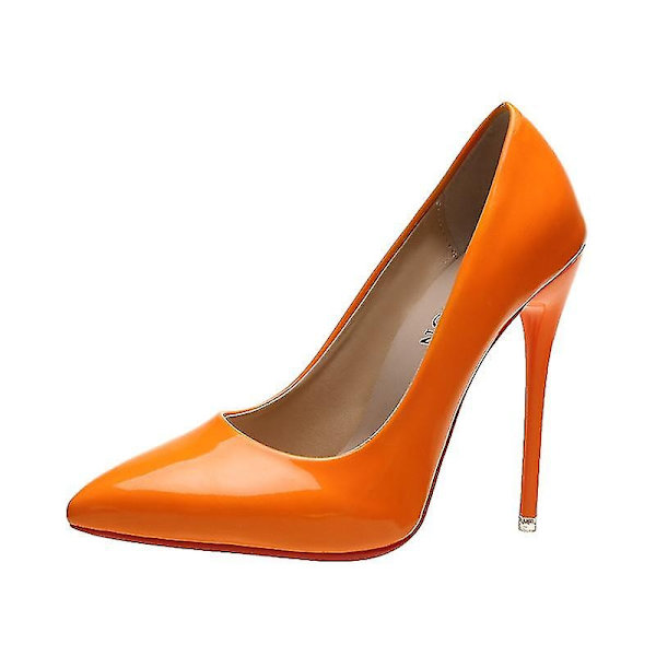 Pumps i skinn med spiss tå for kvinner - WELLNGS ORANGE 41