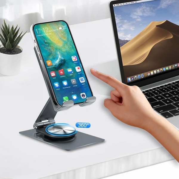 stationär telefonhållare, 360° roterande basplattahållare, justerbart tjockt phone case, iPhone 14 13 Pro Max Mini, iPad, surfplatta 4-11"-WELLNGS