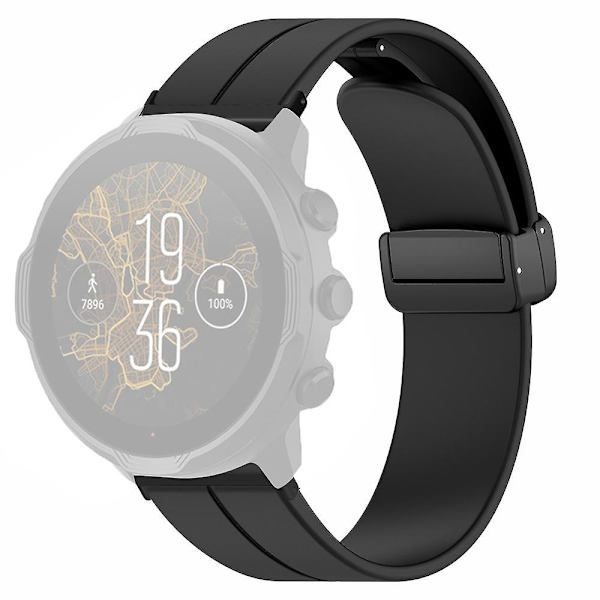 24mm silikonihihna Suunto Spartan Sport Wrist HR Baro/ Suunto 7 -kellolle (paksu jousipuikko) - WELLNGS Black