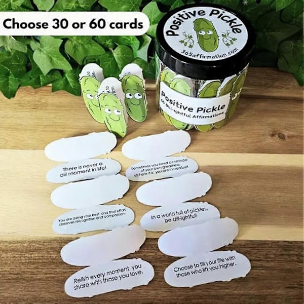 Positive Pickle - Vahvistuskortit tunnetukeen, 30/60 päivittäistä vahvistuskorttia ystäville ja perheelle - WELLNGS 30 Days Cucumber