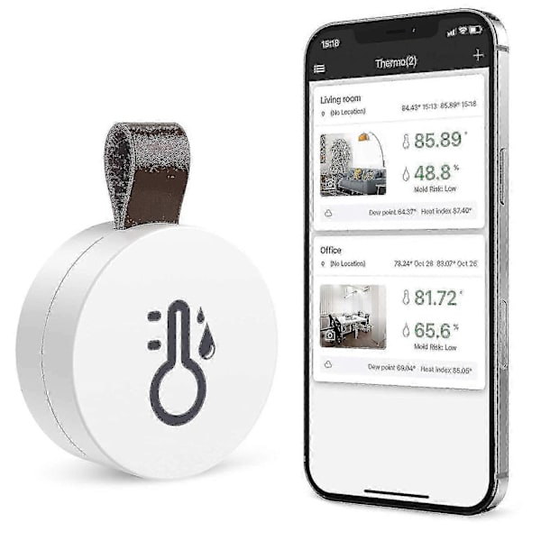 Trådlös Termometer Hygrometer, Oria Mini Bluetooth 5.0 Fuktighetstemperatursensor med Dataexport och Varningar-WELLNGS