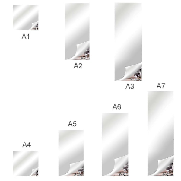 Självhäftande Akrylspegel, 50cm*50cm Spegelplattor, Flexibla Plast Spegelark Väggdekaler, Ramlös Liten Spegel-WELLNGS 50cm*50cm*0.2mm