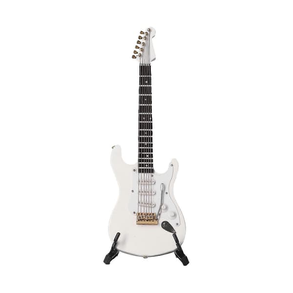 Mini Elektrisk Basgitarr Modell med Ställ för Dockskåpsdekor och Gåva-WELLNGS