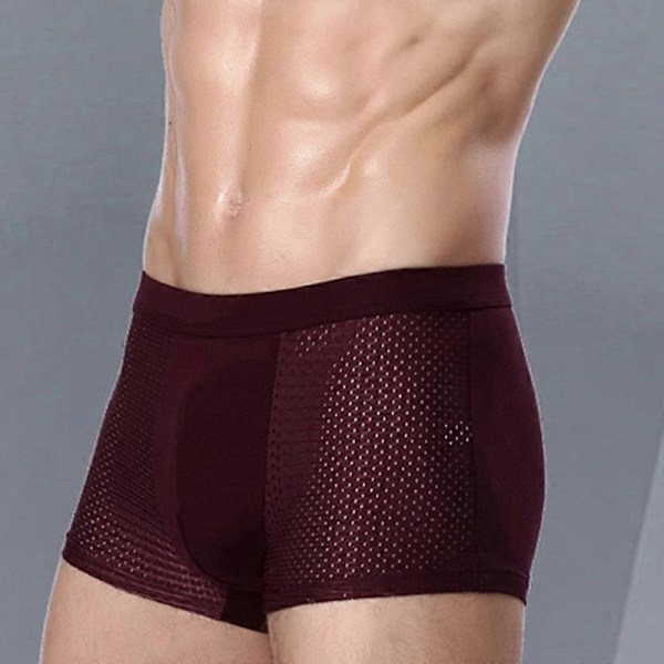 4 st Bambu Boxerkalsonger, Box Hero Bambu Boxershorts Herr - För Komfort Hela Dagen - WELLNGS red XXXL