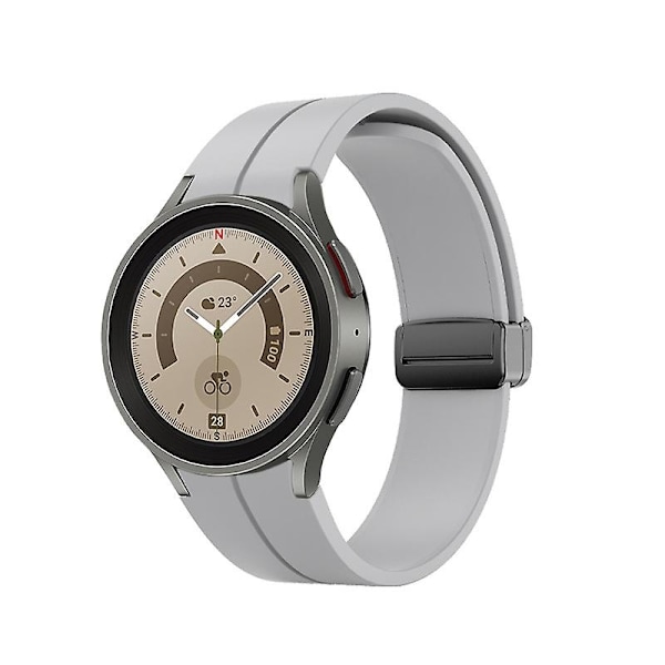 Magnetiskt silikonarmband för Samsung Galaxy Watch 5 Pro 45mm/4 Classic 44mm 40mm 46mm 42mm Armband för Galaxy Watch5/4 Bälte-WELLNGS Grey B Watch 4 Classic 46mm