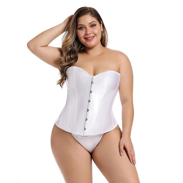 Mimigo Naisten Bustier-Korsetti Yläosa Seksikäs Alusvaatesetti Musta Satiini Vyötärön Kiristäjä -WELLNGS WHITE M