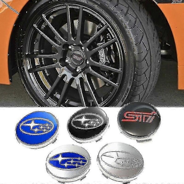 Sæt med 60mm Bil-Stil Hjulkapsler til Subaru Sti Wrx Forester Outback Impreza Legacy Xv Tribeca Tilbehør - WELLNGS A